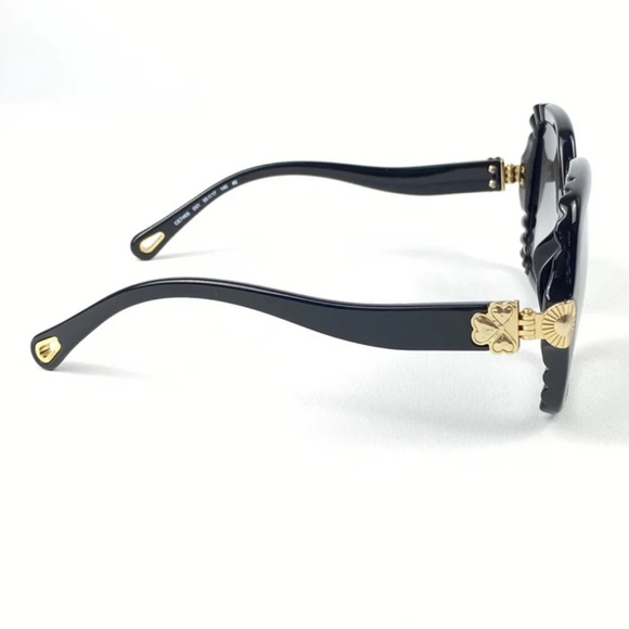 CHLOE - VERA BLACK SCALLOPED SQUARE FRAME SUNGLASSES - NEW - Picture 3 of 15